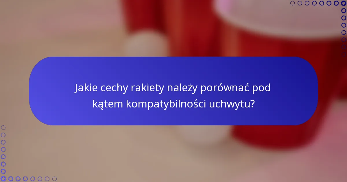 Jakie cechy rakiety należy porównać pod kątem kompatybilności uchwytu?